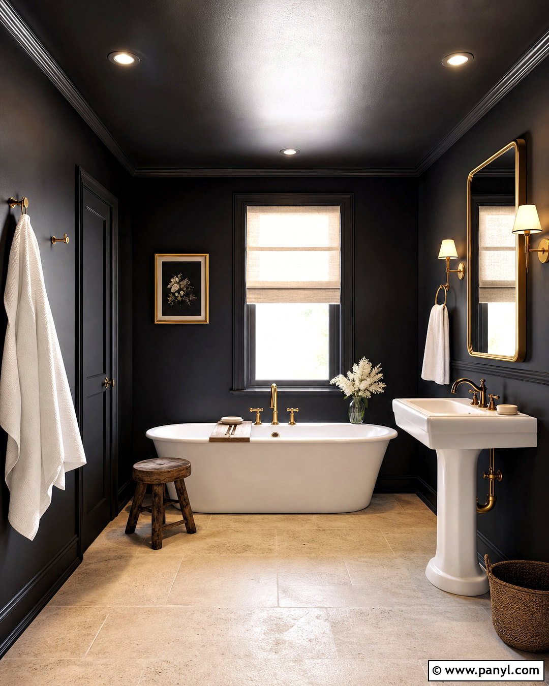 Black Painted Bathroom With Black Ceiling - 20 black painted bathroom ideas