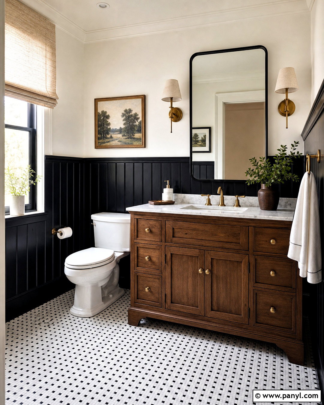 Black Painted Bathroom With Black Wainscoting - 20 black painted bathroom ideas