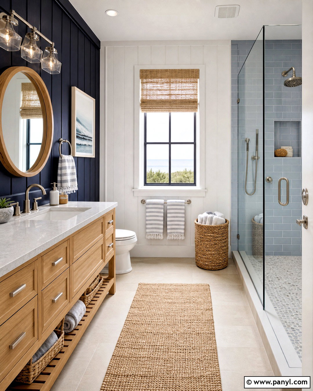 Black Painted Bathroom With Coastal Decor - 20 black painted bathroom ideas