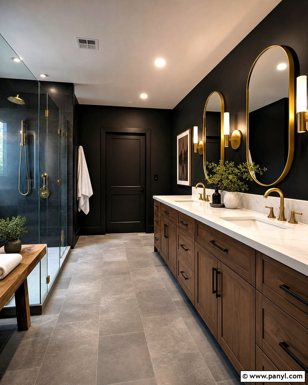 Black Painted Bathroom With Double Vanity - 20 black painted bathroom ideas