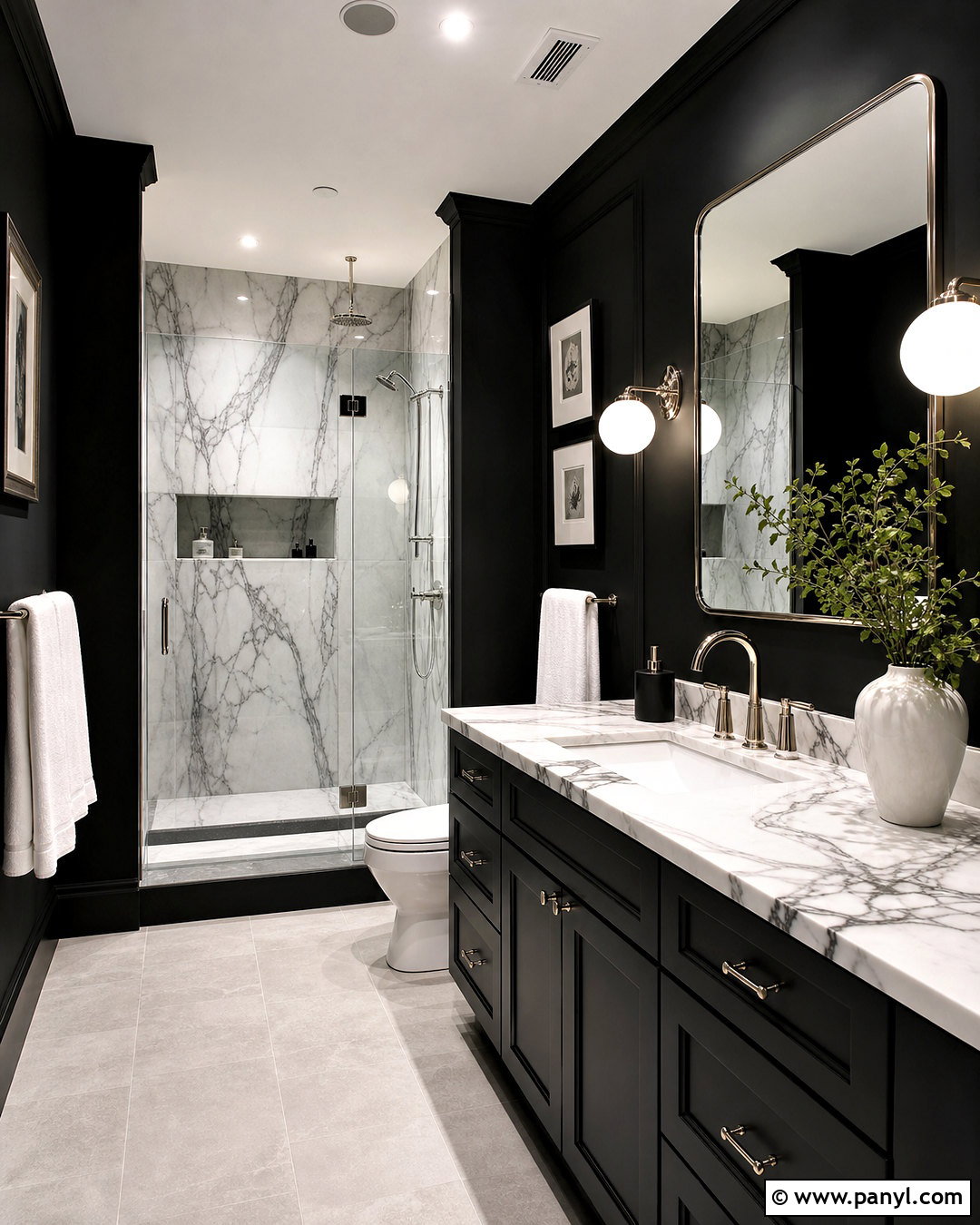 Black Painted Bathroom With Marble - 20 black painted bathroom ideas