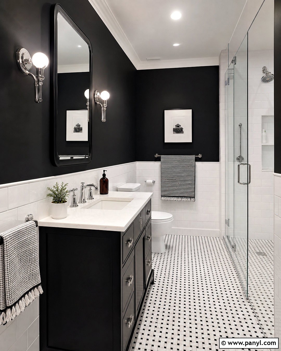 Black Painted Bathroom With White Tile - 20 black painted bathroom ideas