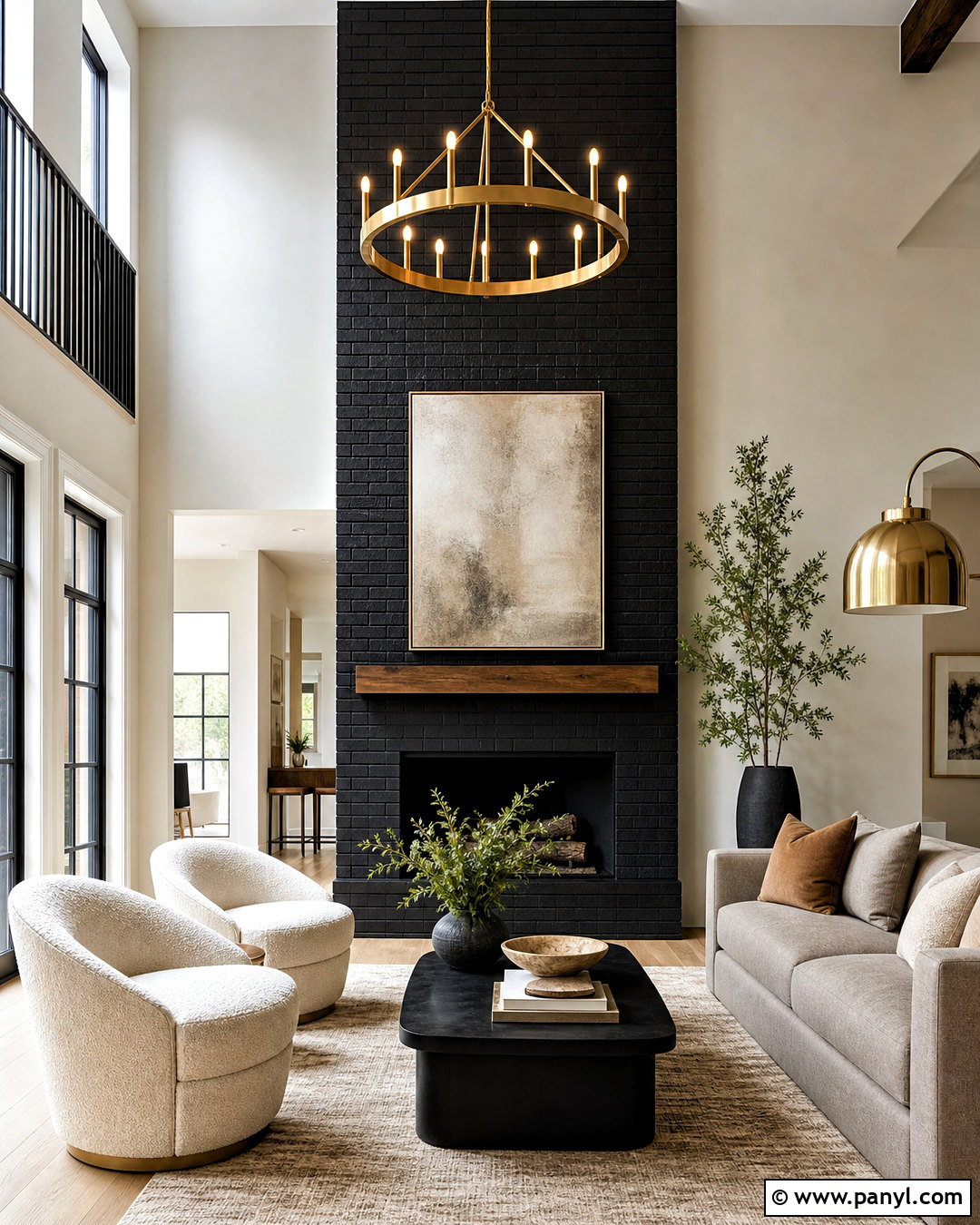 Black Painted Brick Fireplace - 20 full wall brick fireplace makeover ideas