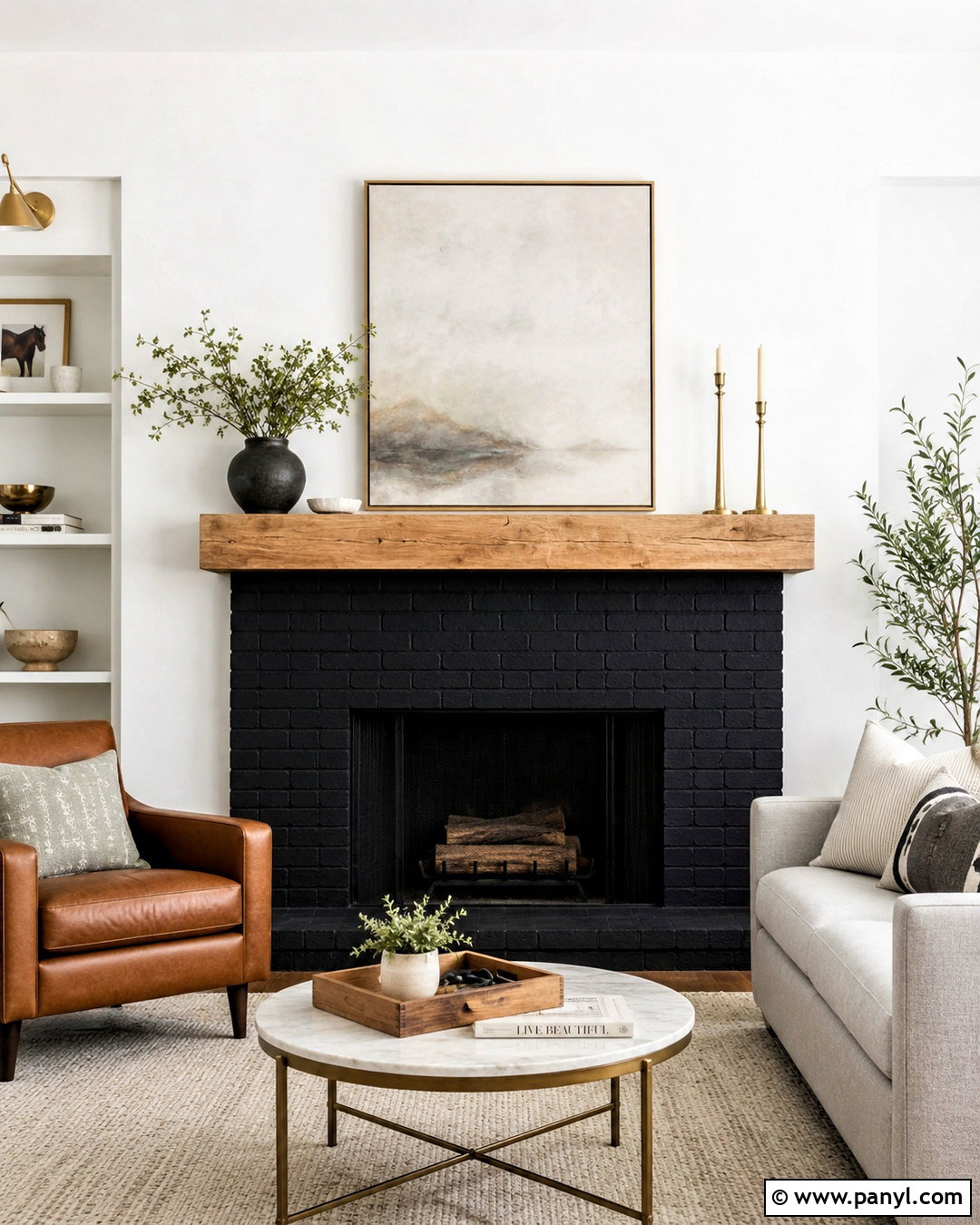 Black Painted Brick Fireplace - 20 painted brick fireplace makeover ideas