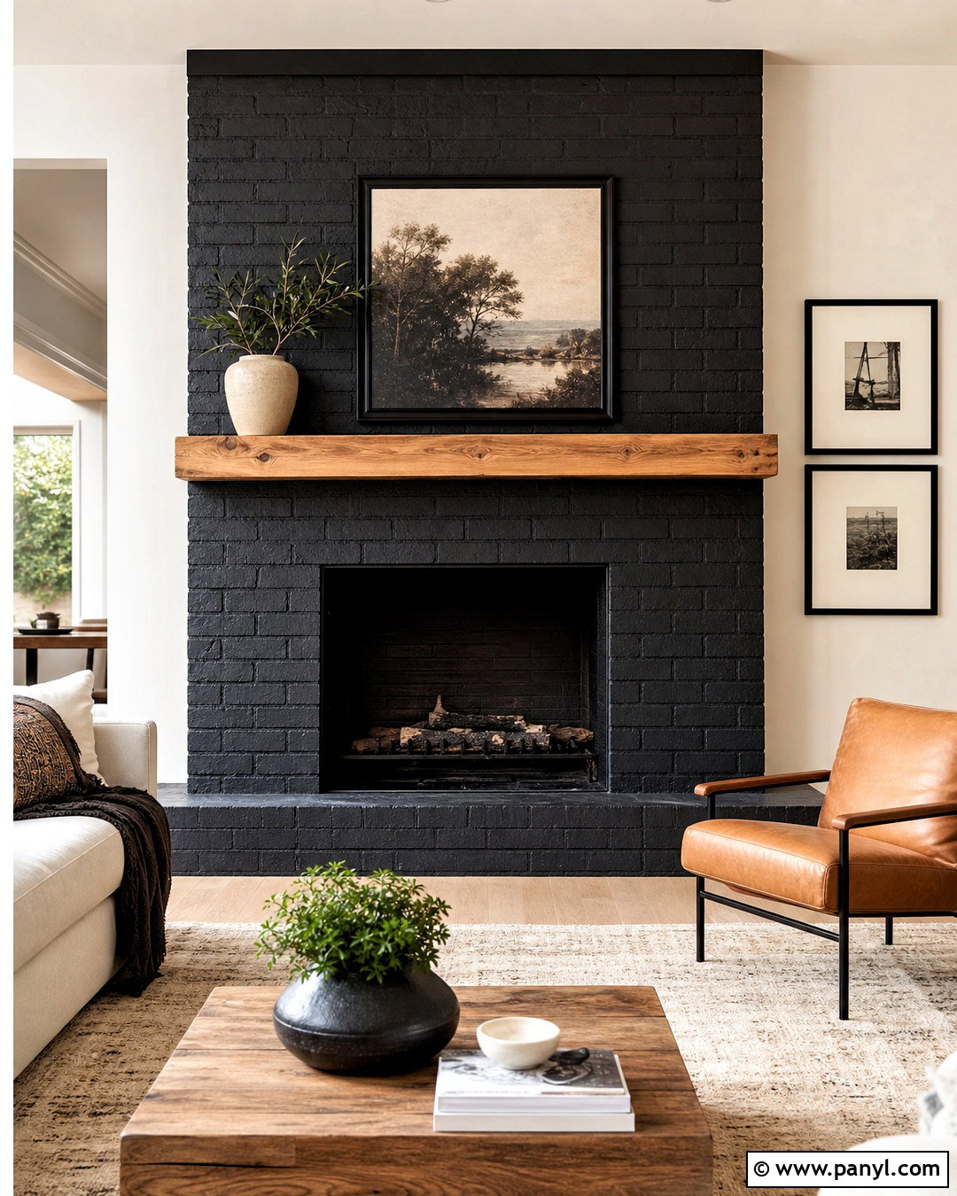 Black Painted Brick Fireplace - 20 updating fireplace brick ideas