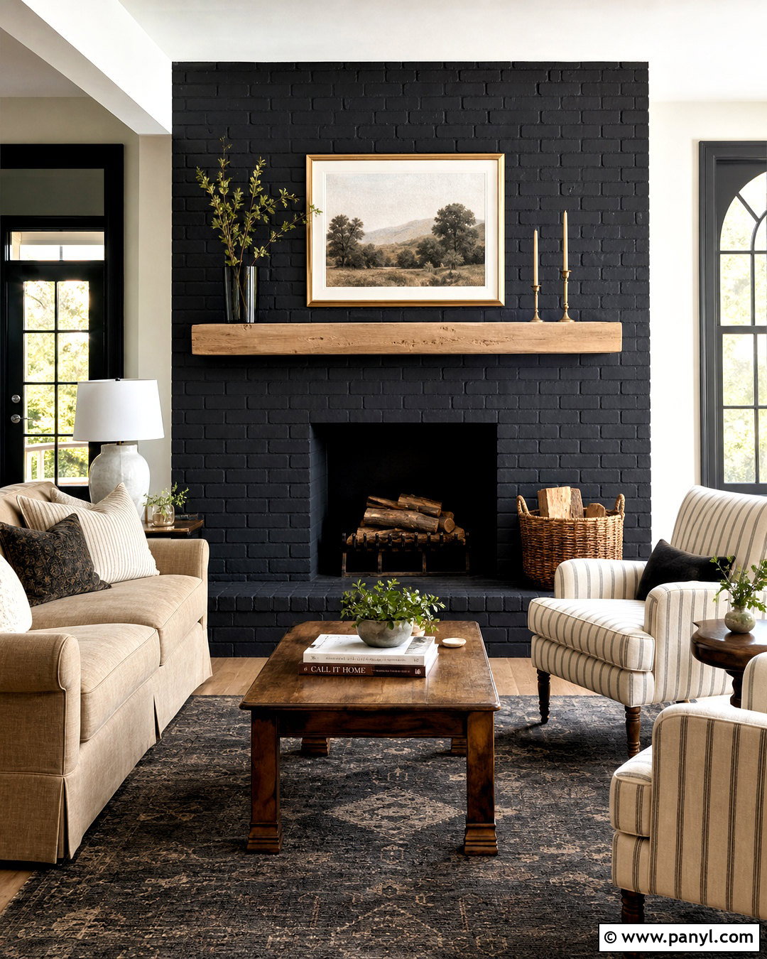 Black Painted Brick Fireplace Wall - 20 dark fireplace wall ideas