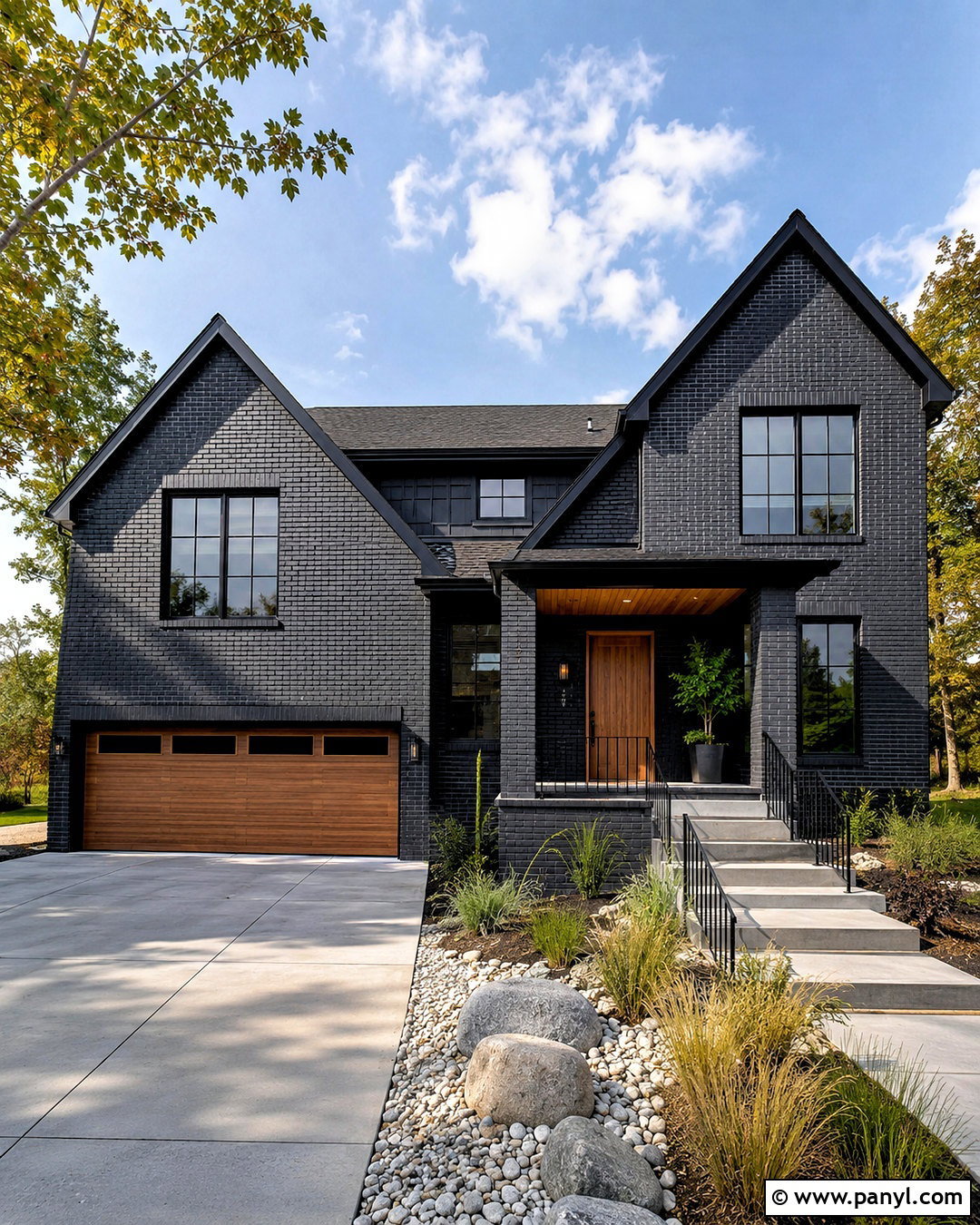 Black Painted Brick House - 20 painted brick house before and after ideas