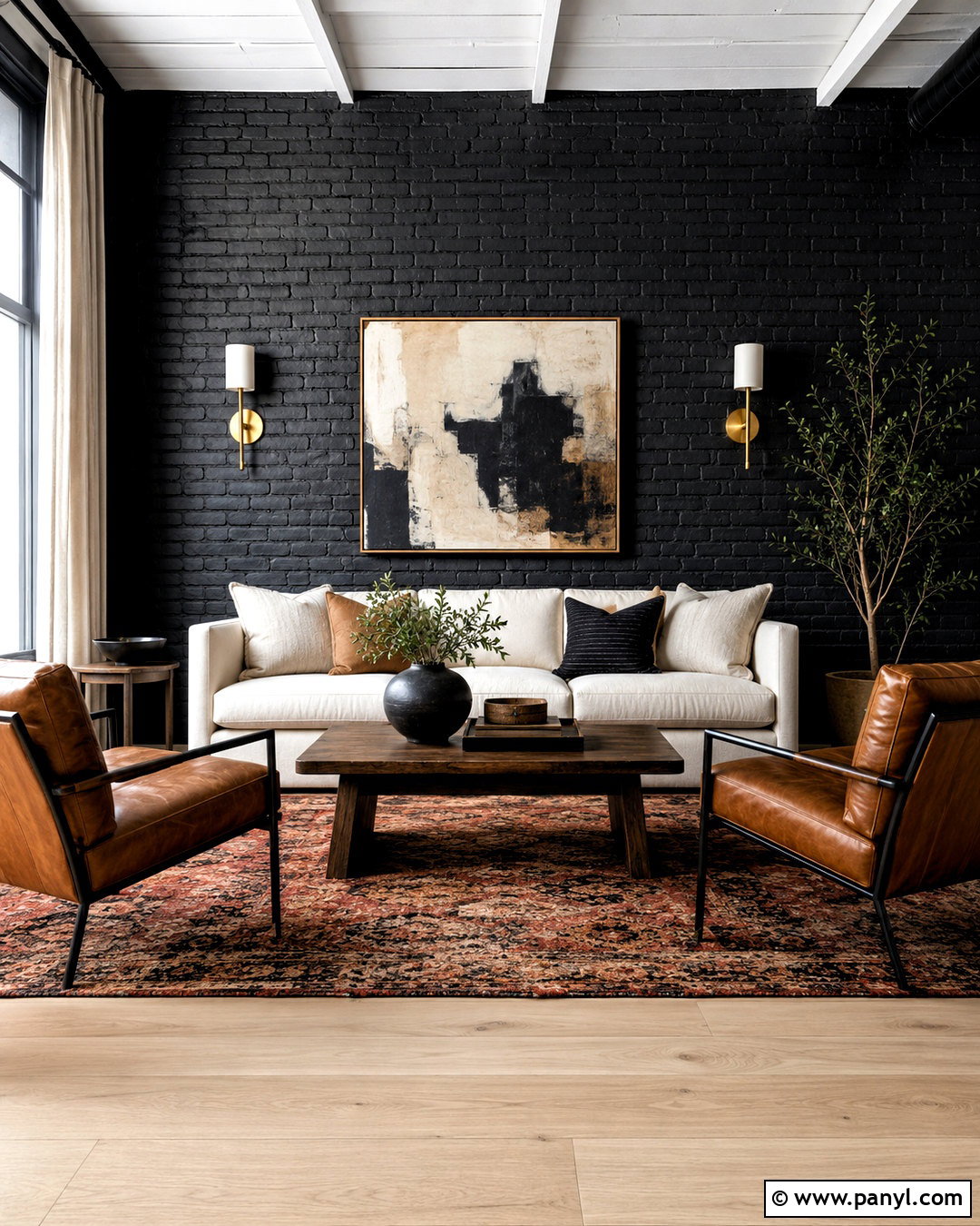 Black Painted Brick Wall Living Room - 20 painted brick walls living room ideas