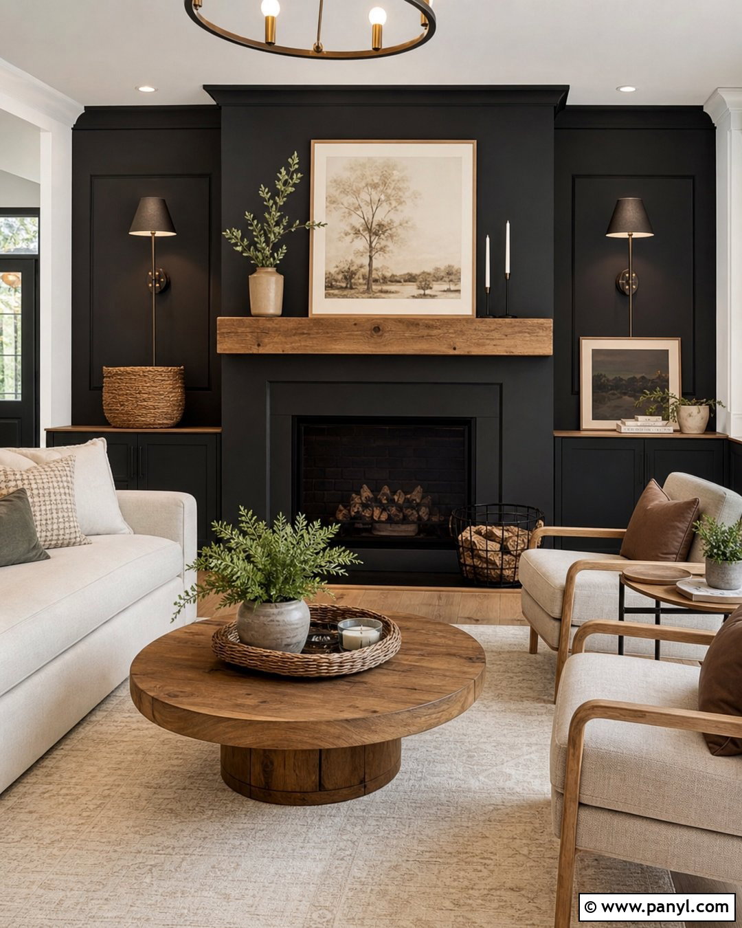 Black Painted Fireplace Wall - 20 Black Painted Wall In Room Ideas