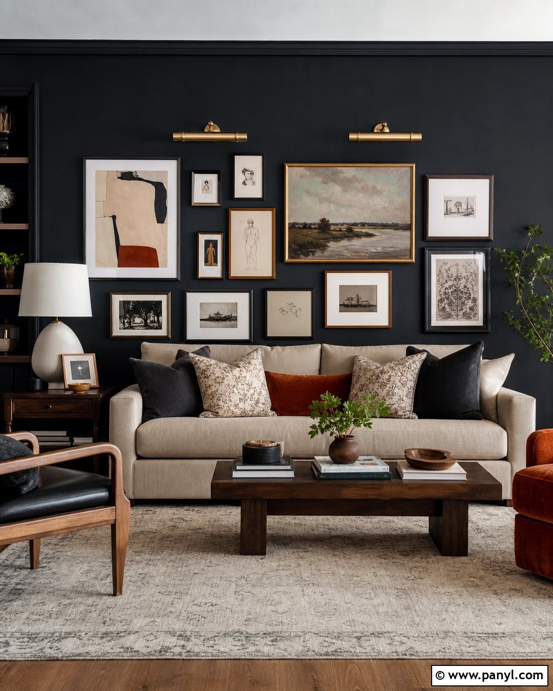 Black Painted Gallery Wall - 20 Black Painted Wall In Room Ideas