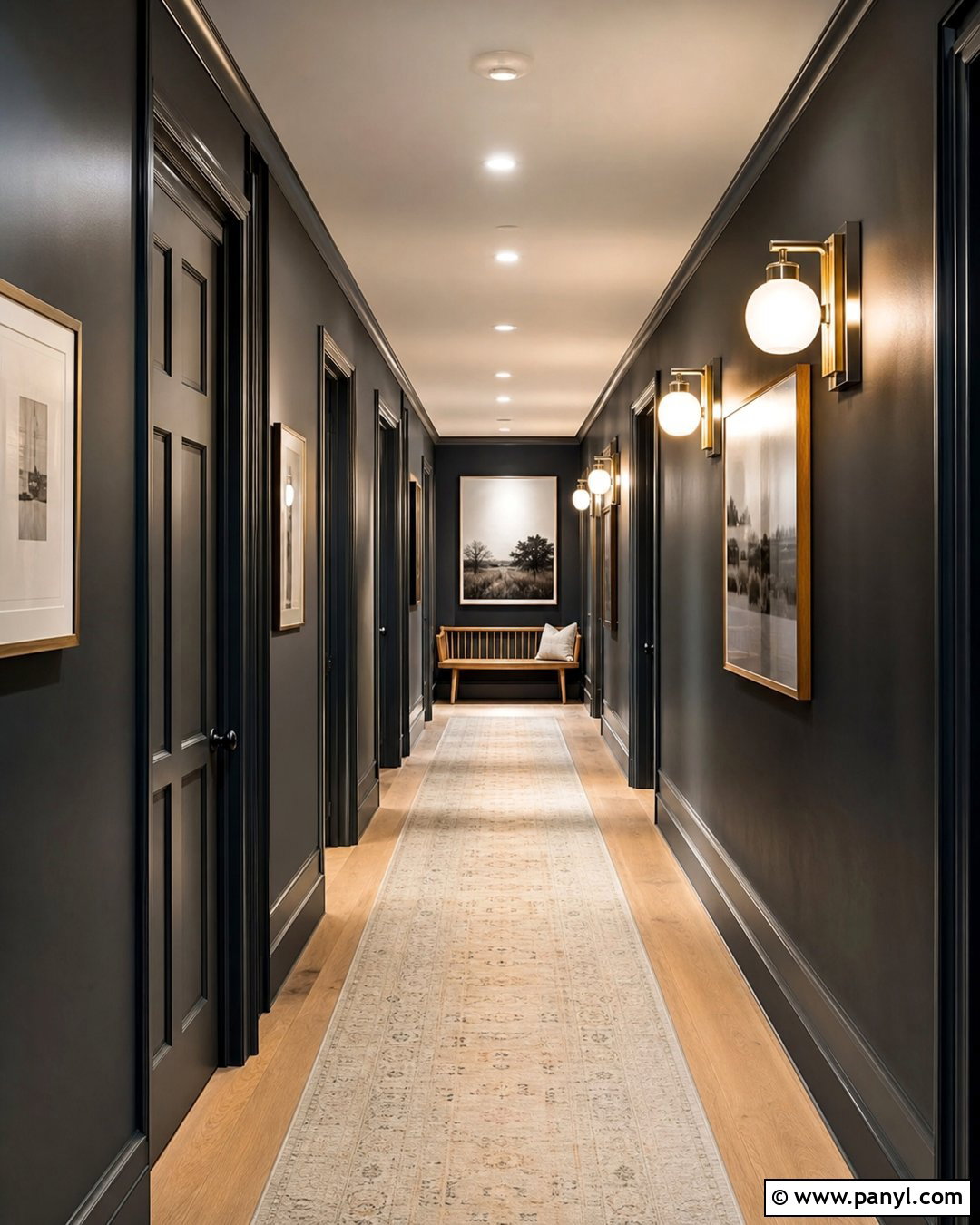 Black Painted Hallway - 35 black painted room ideas