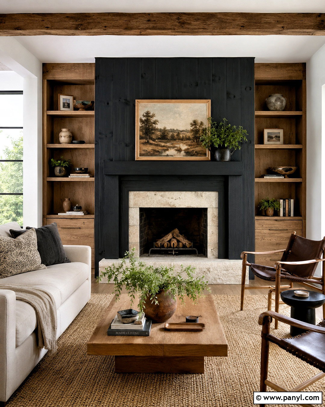 Black Painted Knotty Pine Fireplace Wall - 20 painted knotty pine walls before after ideas