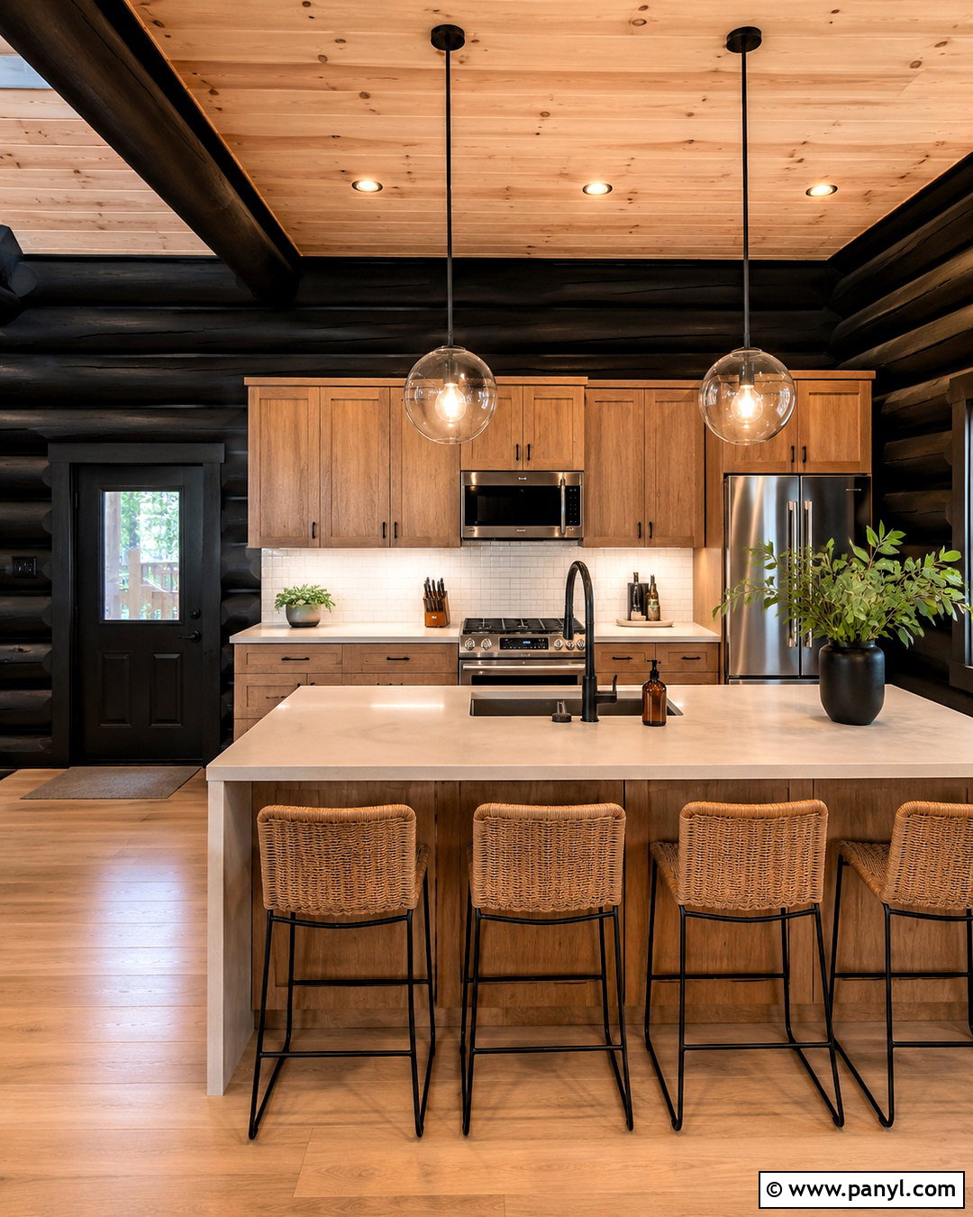 Black Painted Log Kitchen - 20 painted log home interior ideas
