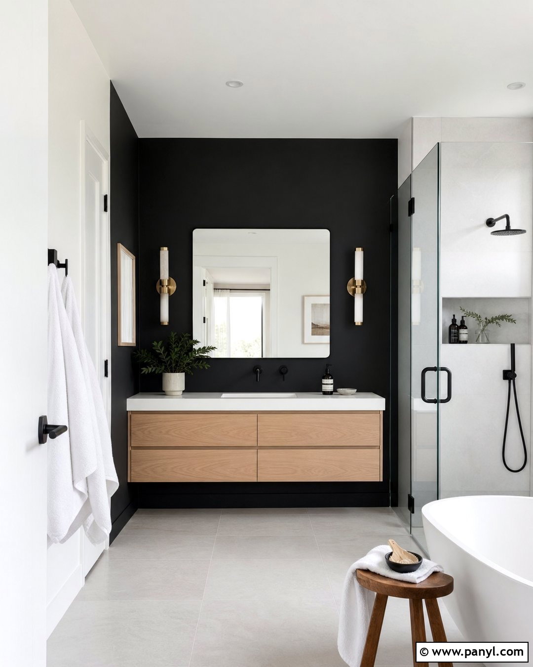 Black Painted Wall Bathroom - 20 Black Painted Wall In Room Ideas