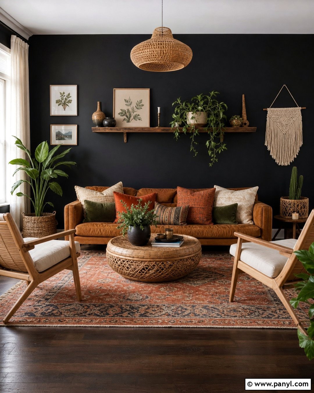 Black Painted Wall Boho Room - 20 Black Painted Wall In Room Ideas