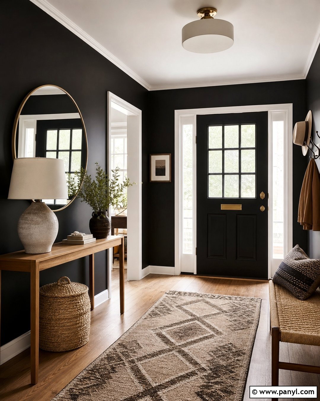 Black Painted Wall Entryway - 20 Black Painted Wall In Room Ideas