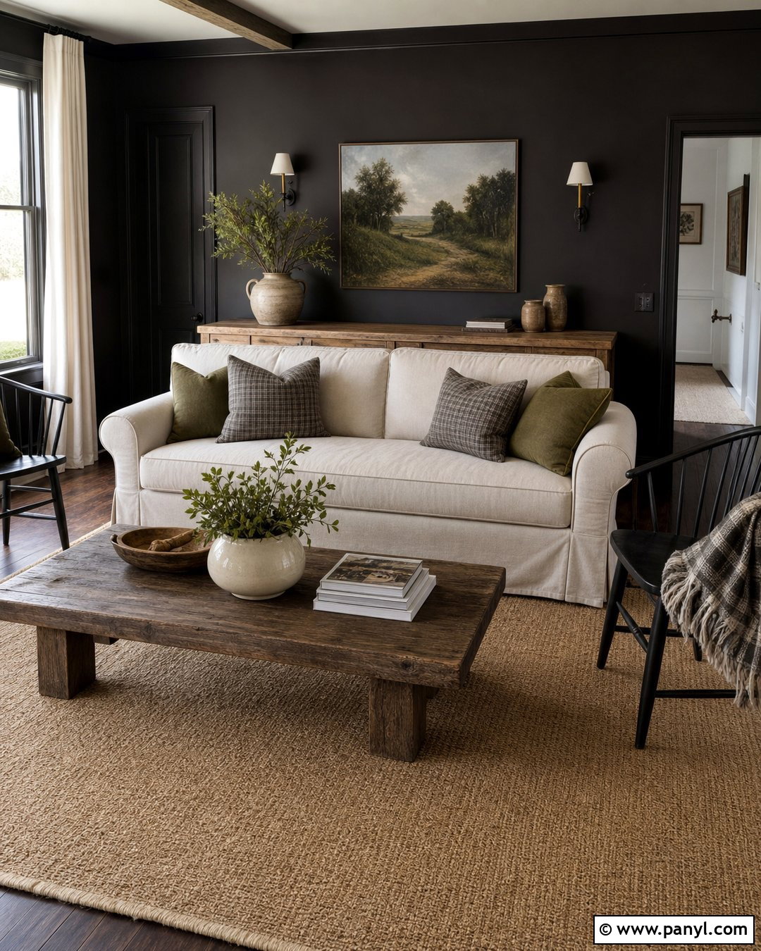 Black Painted Wall Farmhouse Room - 20 Black Painted Wall In Room Ideas