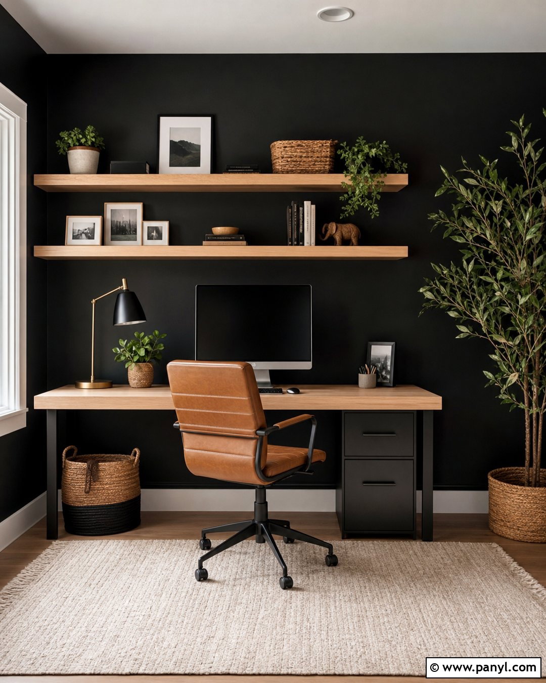 Black Painted Wall Home Office - 20 Black Painted Wall In Room Ideas