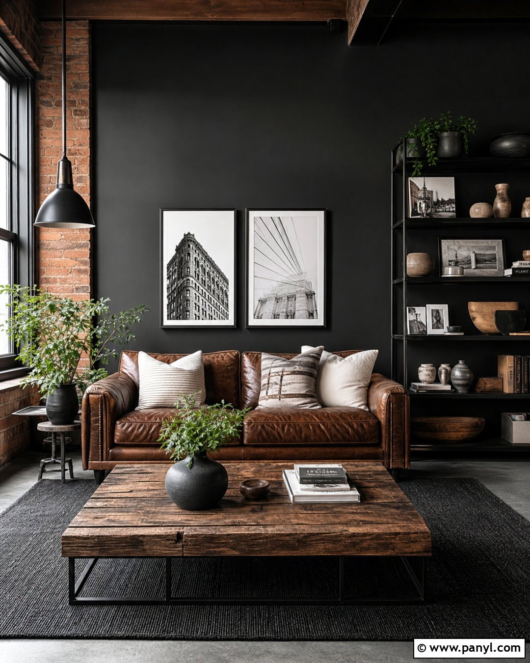 Black Painted Wall Industrial Room - 20 Black Painted Wall In Room Ideas