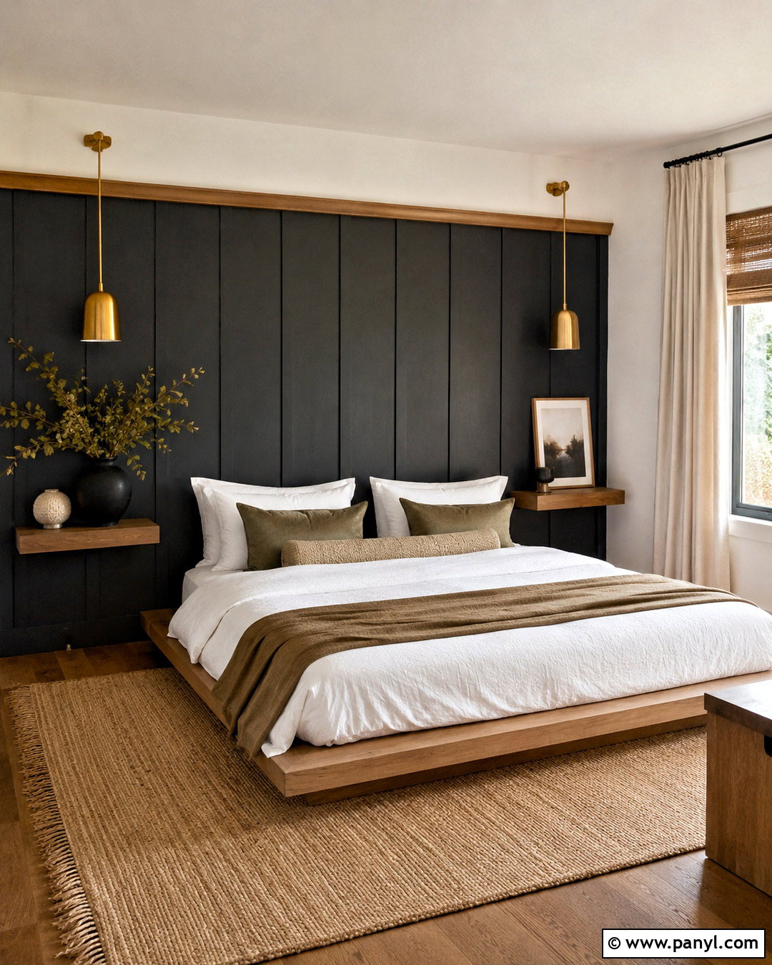 Black Panel Headboard Wall - 20 black panelling bedroom ideas