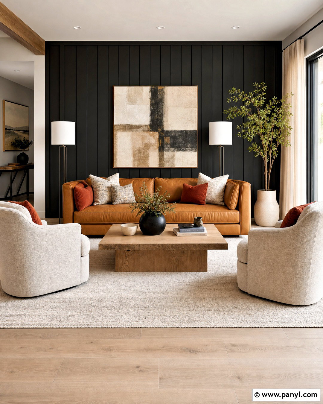 Black Panel Wall Behind Sofa - 20 black panel wall ideas
