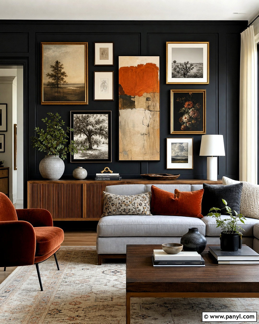 Black Panel Wall With Gallery Art - 20 black panel wall ideas