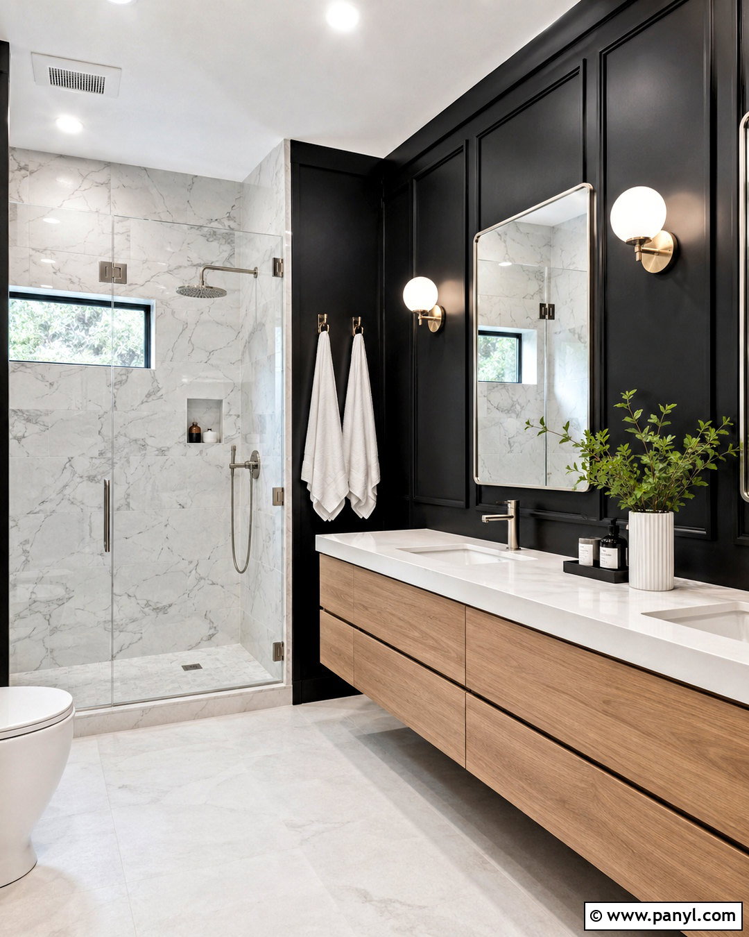 Black Paneled Bathroom - 20 dark paneled walls