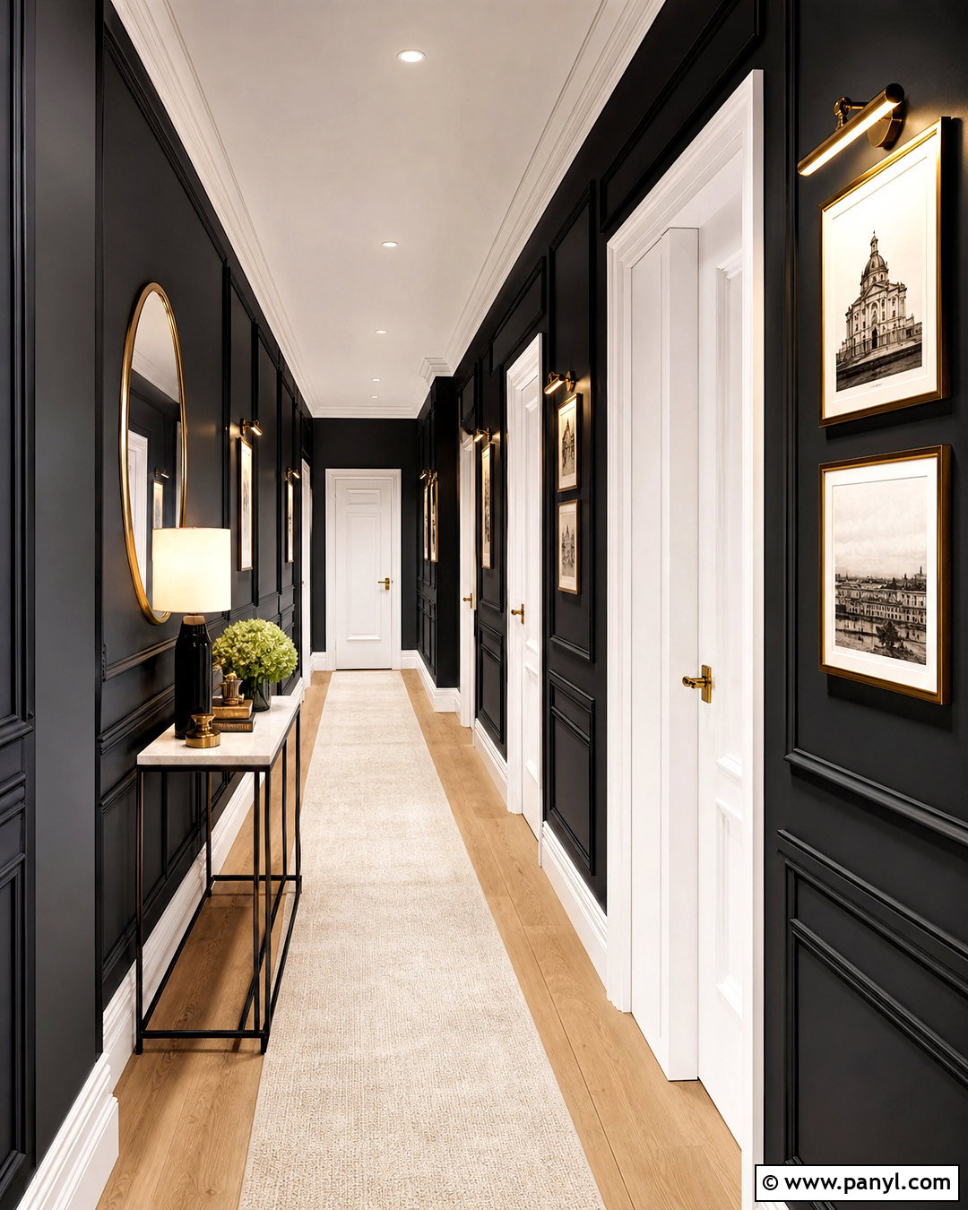 Black Paneled Hallway Walls With White Trim - 20 dark walls white trim ideas