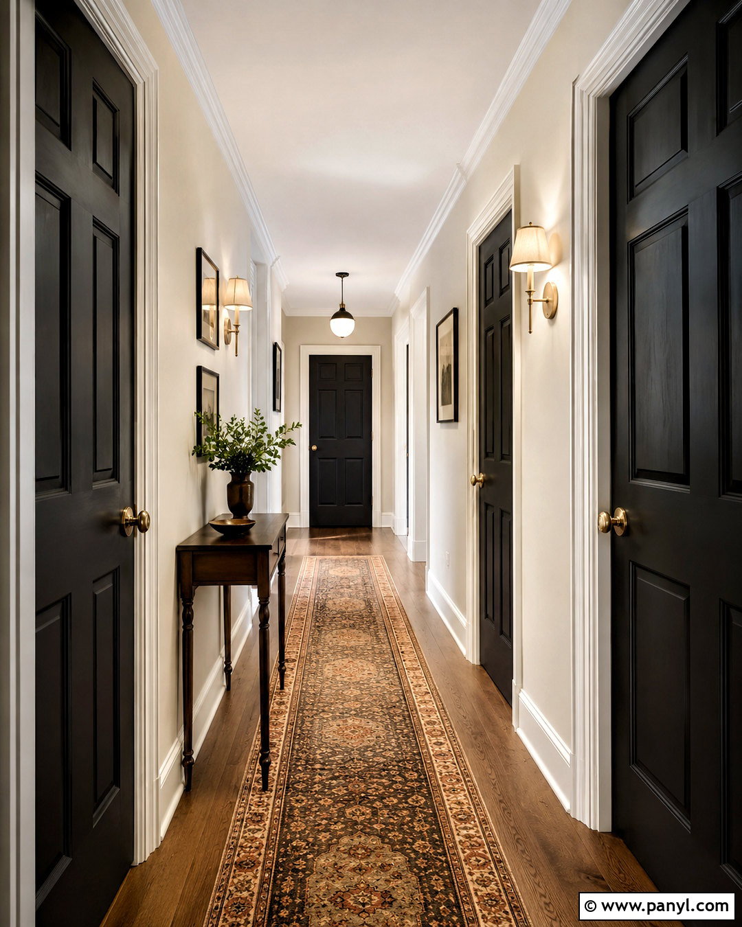 Black Paneled Interior Door In A Traditional Hallway - 20 dark doors interior ideas
