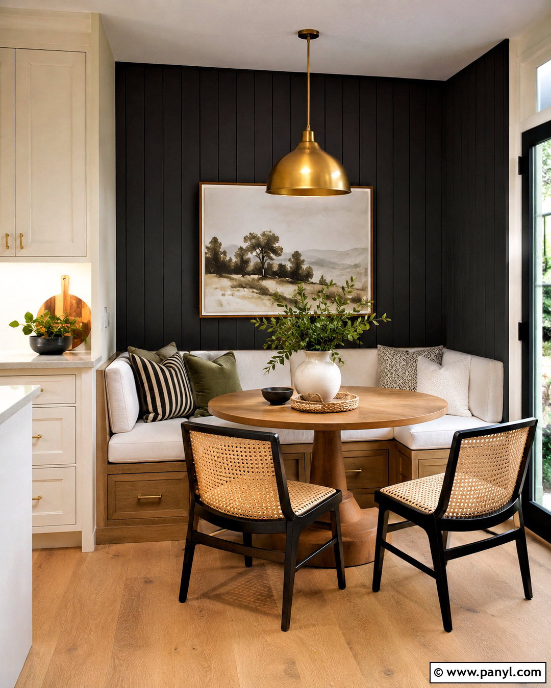 Black Paneled Kitchen Banquette - 20 black wall paneling ideas
