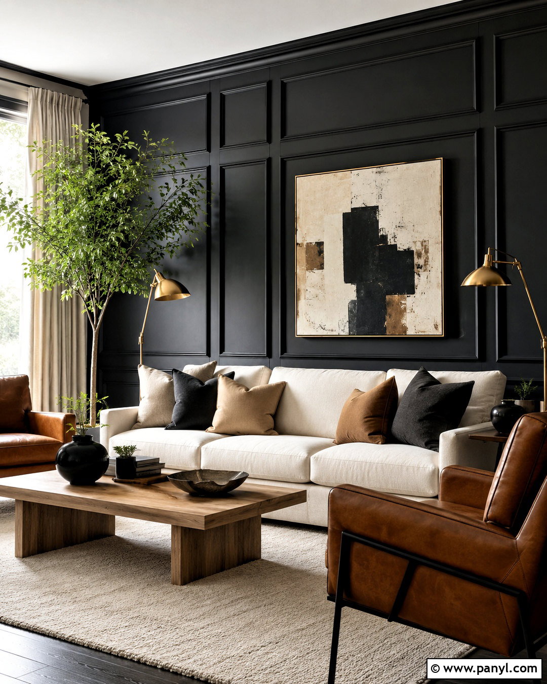 Black Paneled Living Room - 20 dark paneled walls