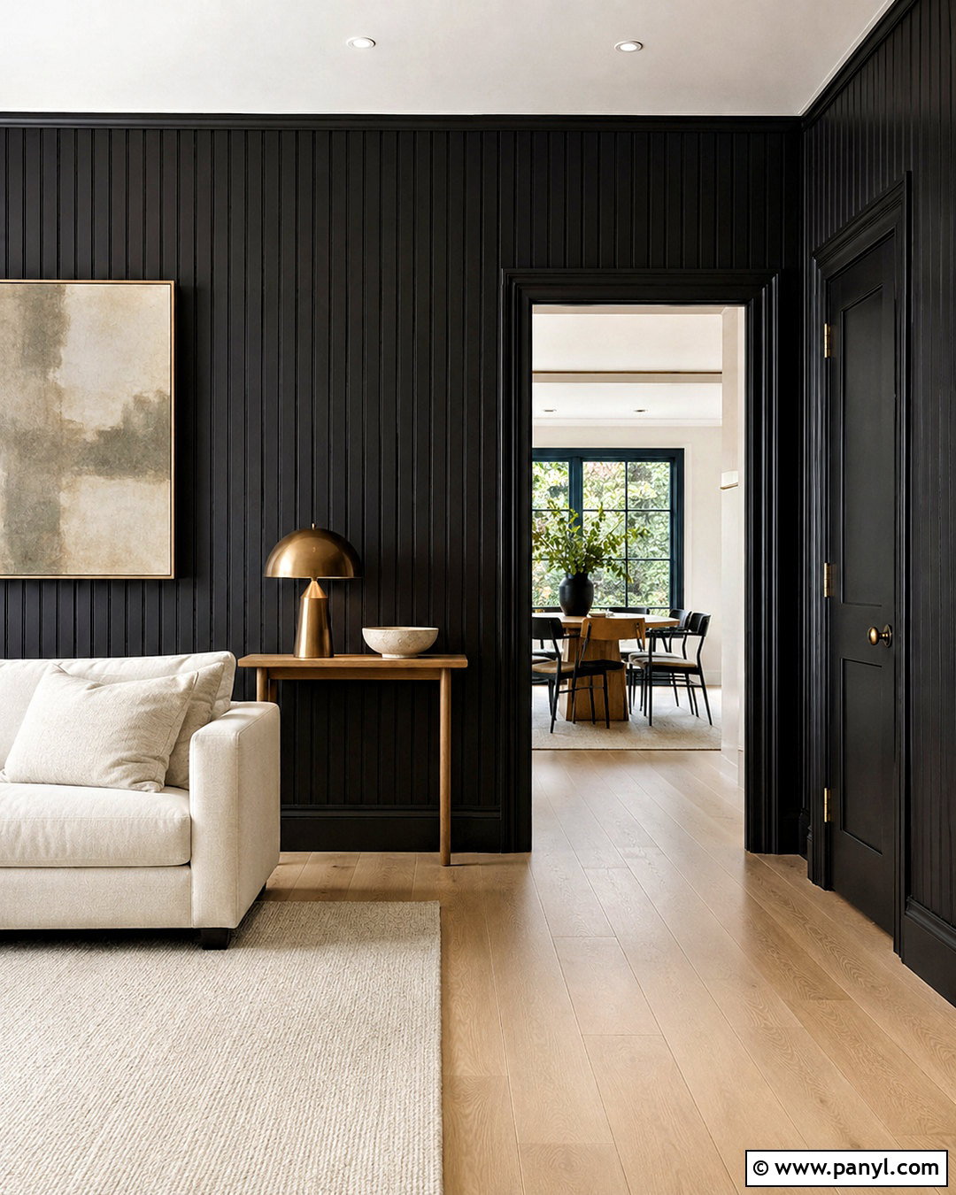 Black Paneling Around a Doorway - 20 black wall paneling ideas