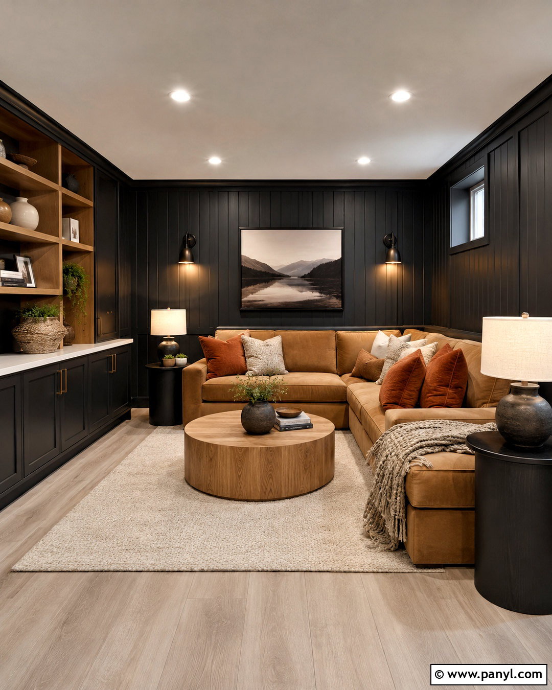 Black Paneling Basement Lounge - 20 black wall paneling ideas
