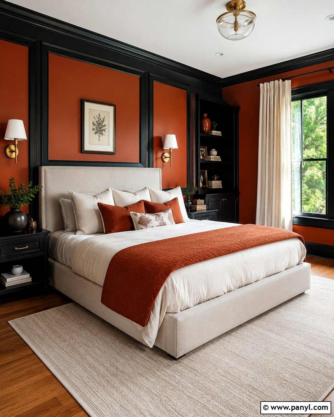 Black Paneling With Burnt Orange Bedroom Walls - 20 black and orange walls