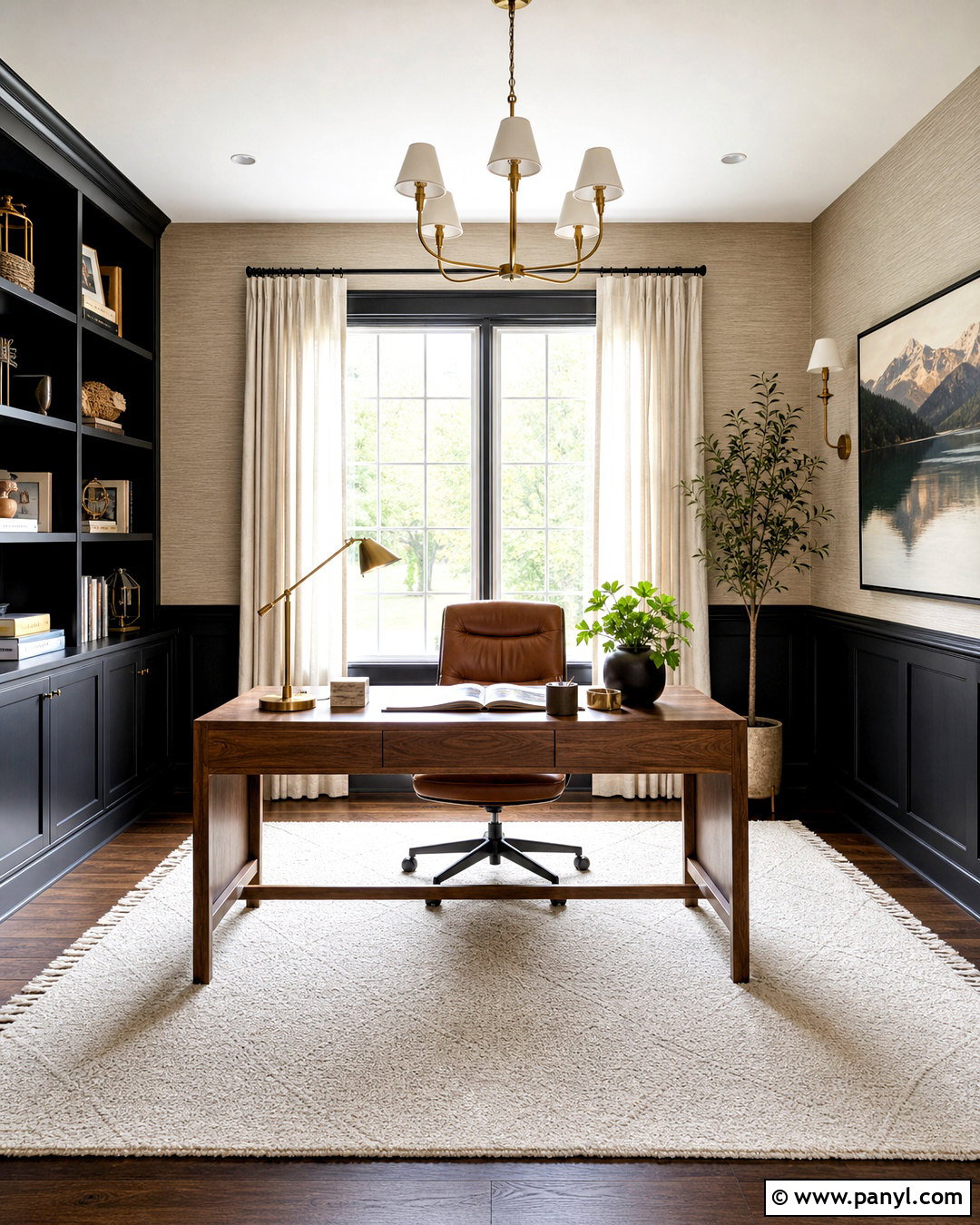 Black Paneling With Neutral Wallpaper - 20 half wallpaper half paneling ideas