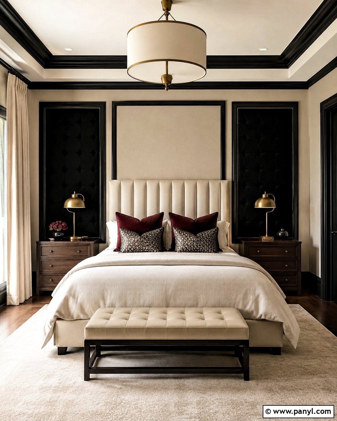 Black Picture Frame Molding Bedroom - 20 black panelling bedroom ideas