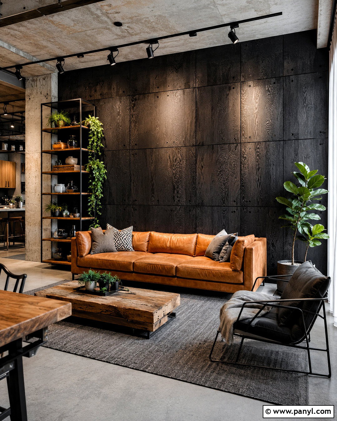 Black Plywood Loft Wall - 20 black wood accent wall ideas