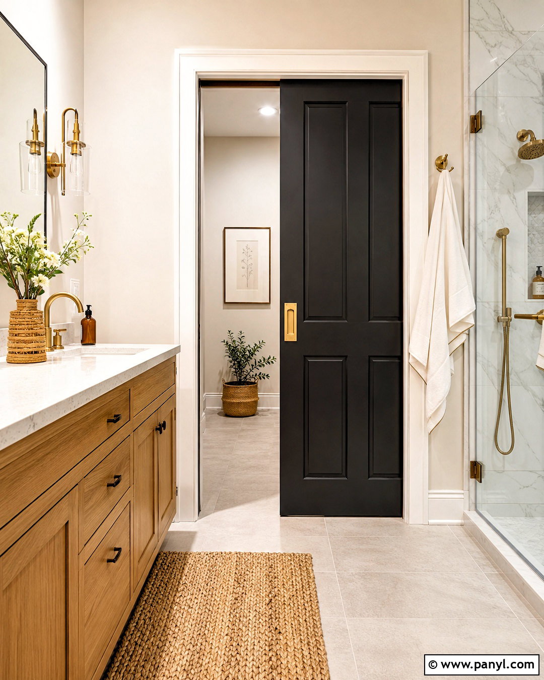 Black Pocket Door In A Small Room - 20 dark doors interior ideas