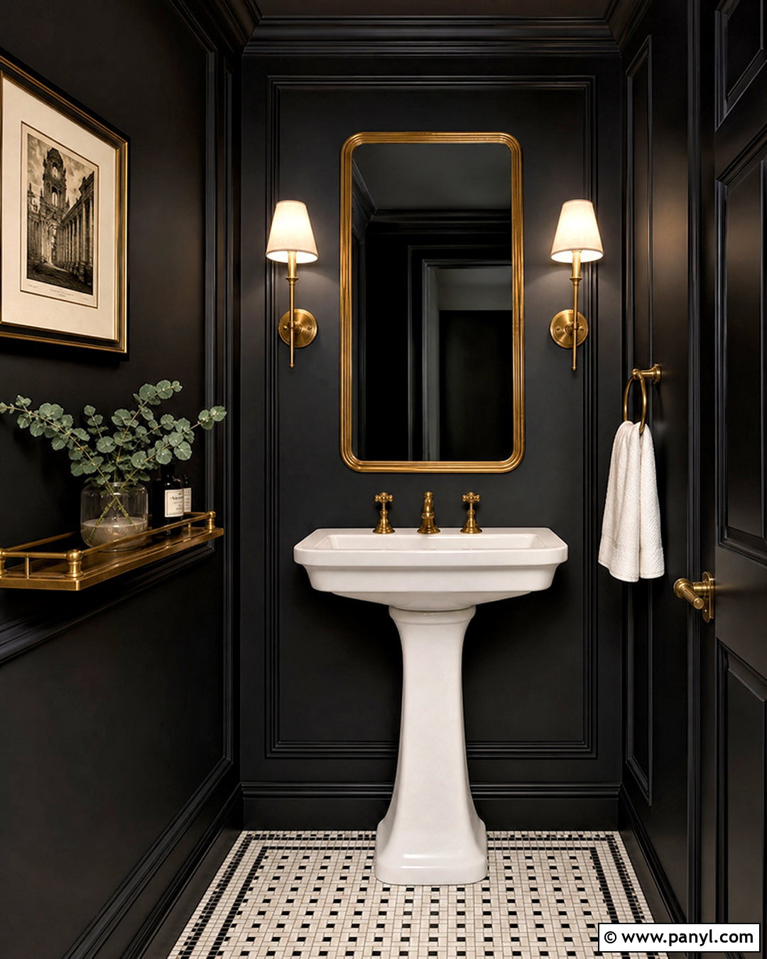 Black Powder Room - 20 black bathroom design ideas