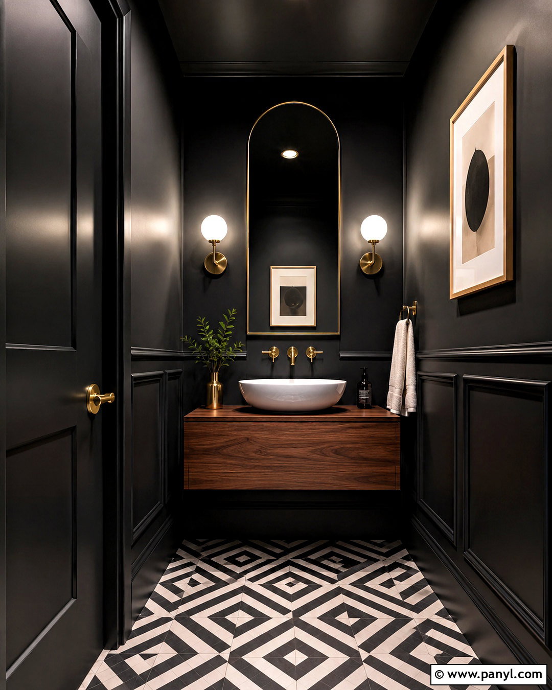 Black Powder Room - 20 modern black bathroom ideas
