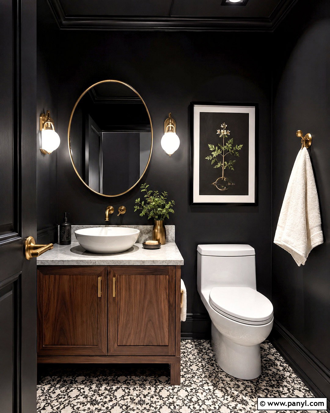 Black Powder Room Walls - 40 Black Painted Walls