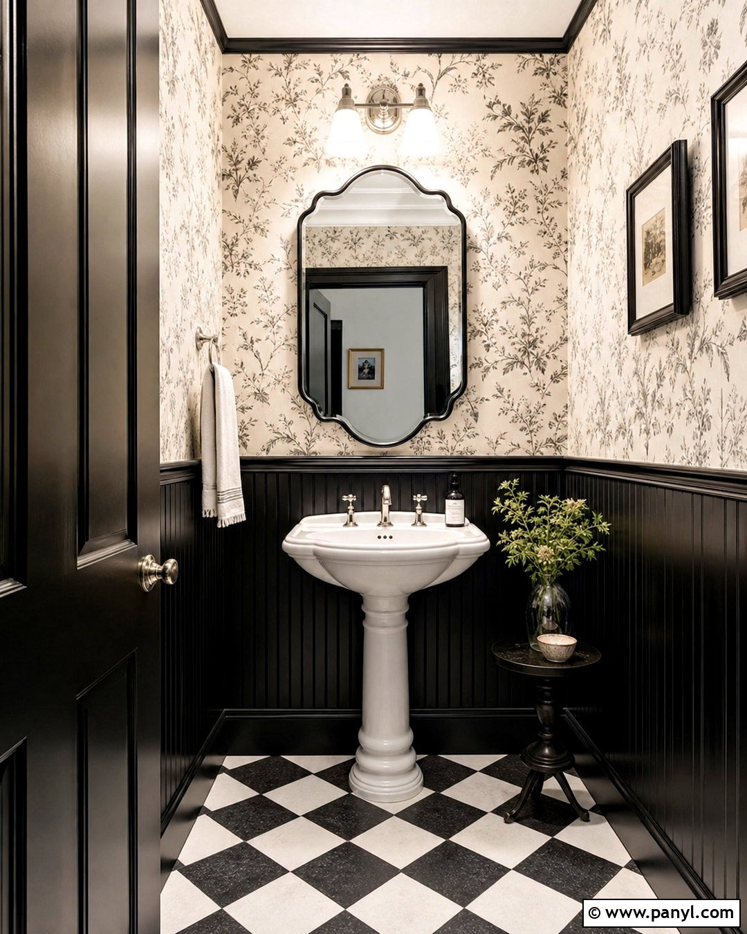 Black Powder Room With Black Beadboard - 20 black powder room ideas