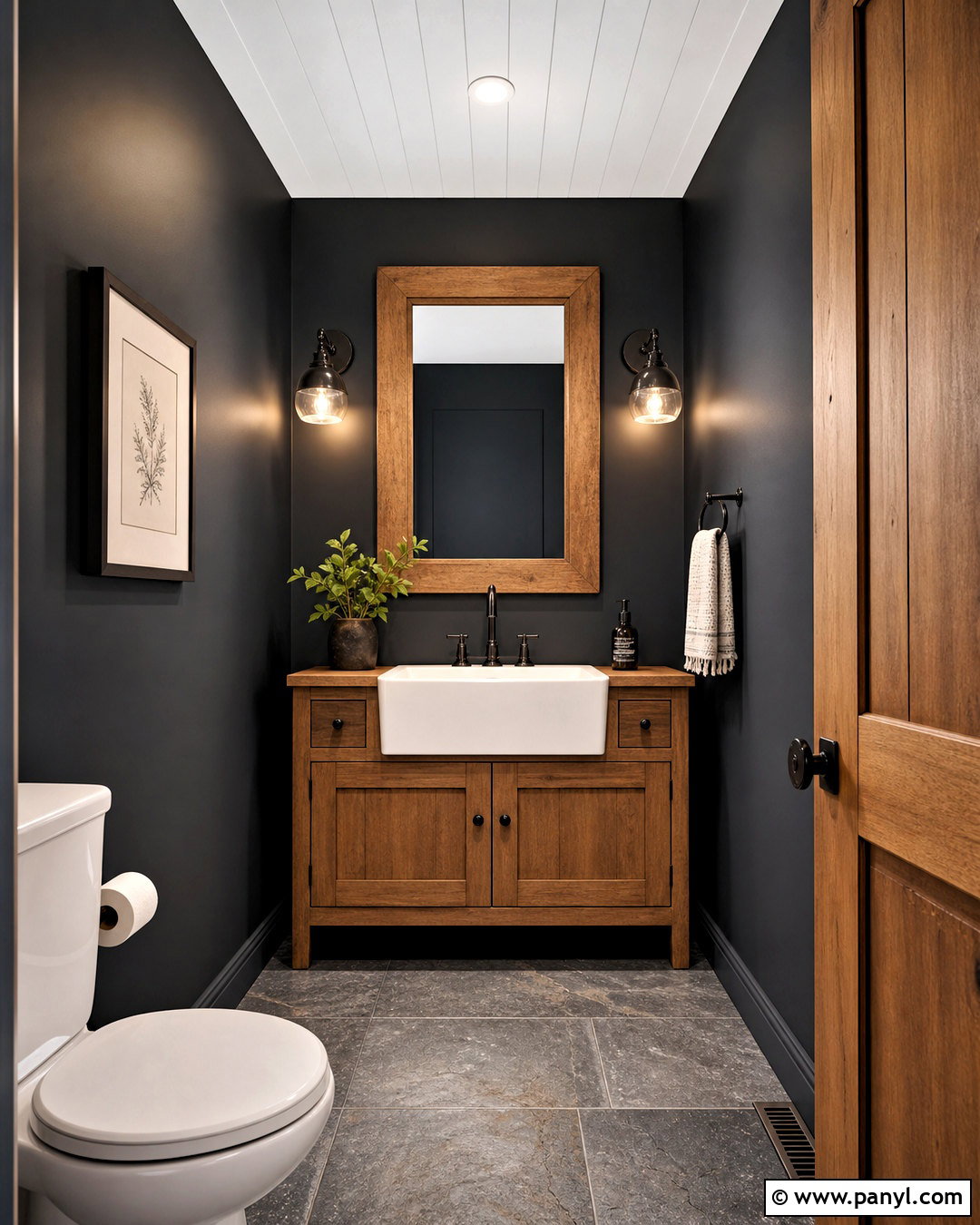 Black Powder Room With Farmhouse Decor - 20 black powder room ideas