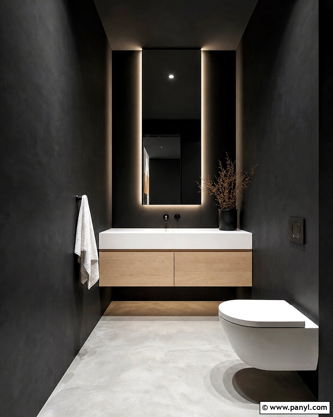 Black Powder Room With Minimalist Decor - 20 black powder room ideas