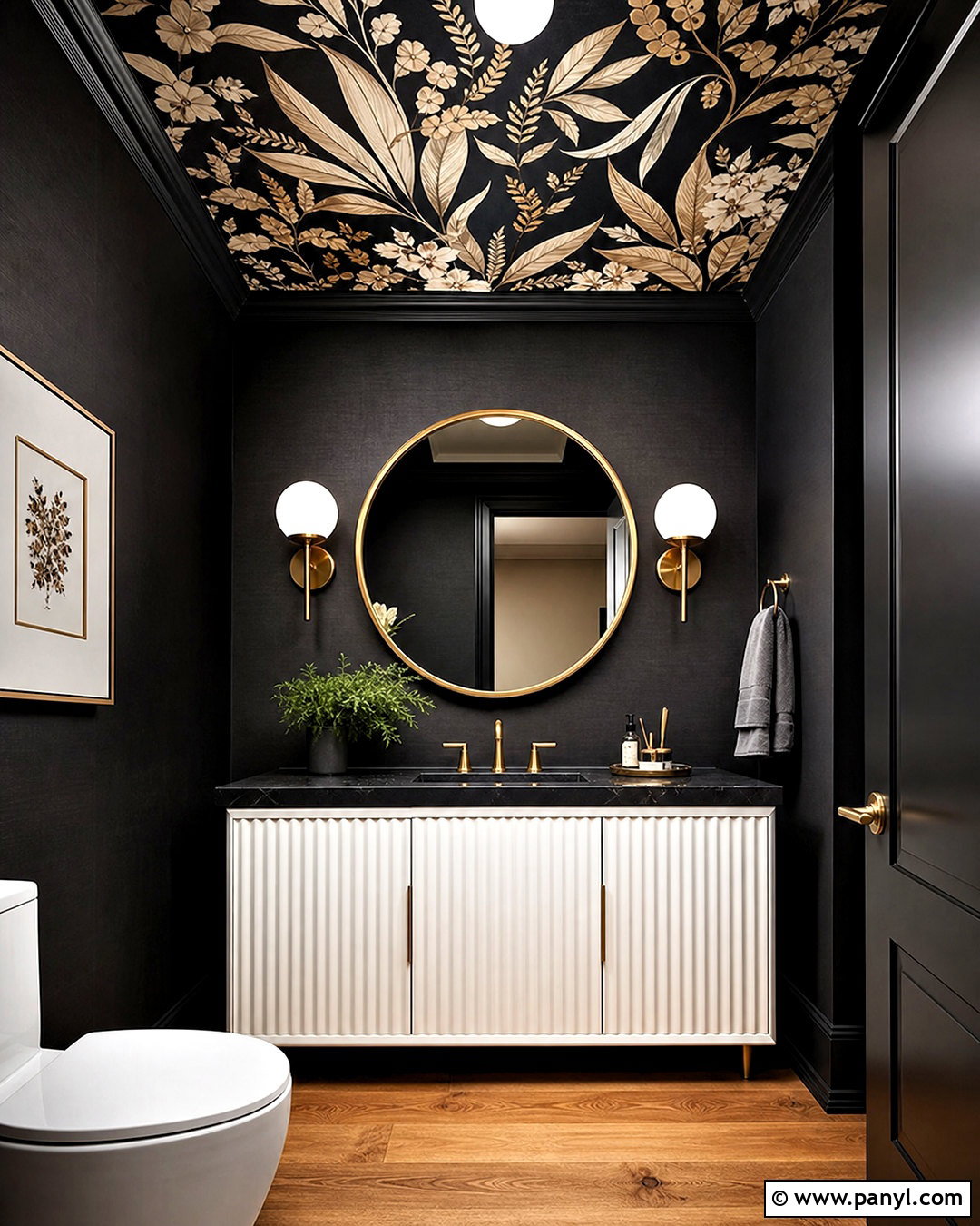 Black Powder Room With Statement Ceiling - 20 black powder room ideas