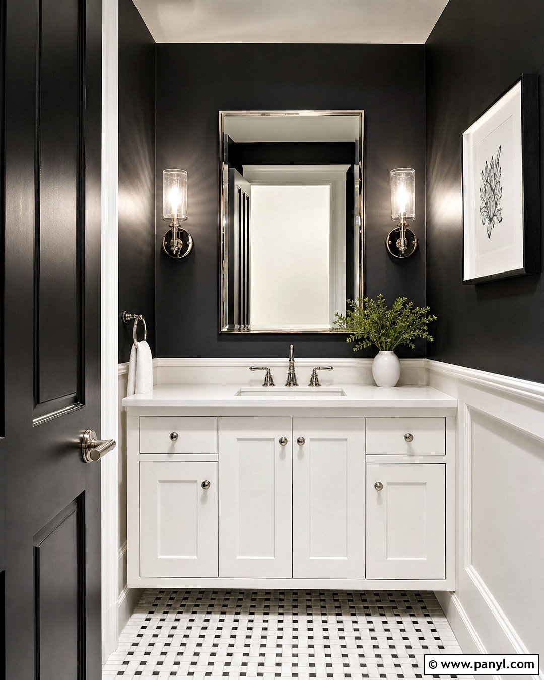 Black Powder Room With White Vanity - 20 black powder room ideas