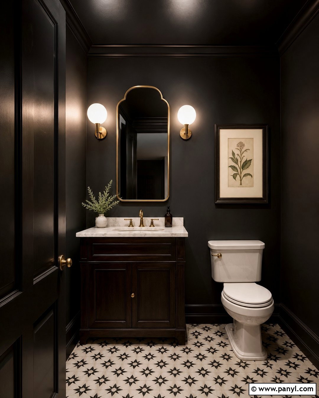 Black Powder Room - 35 black painted room ideas