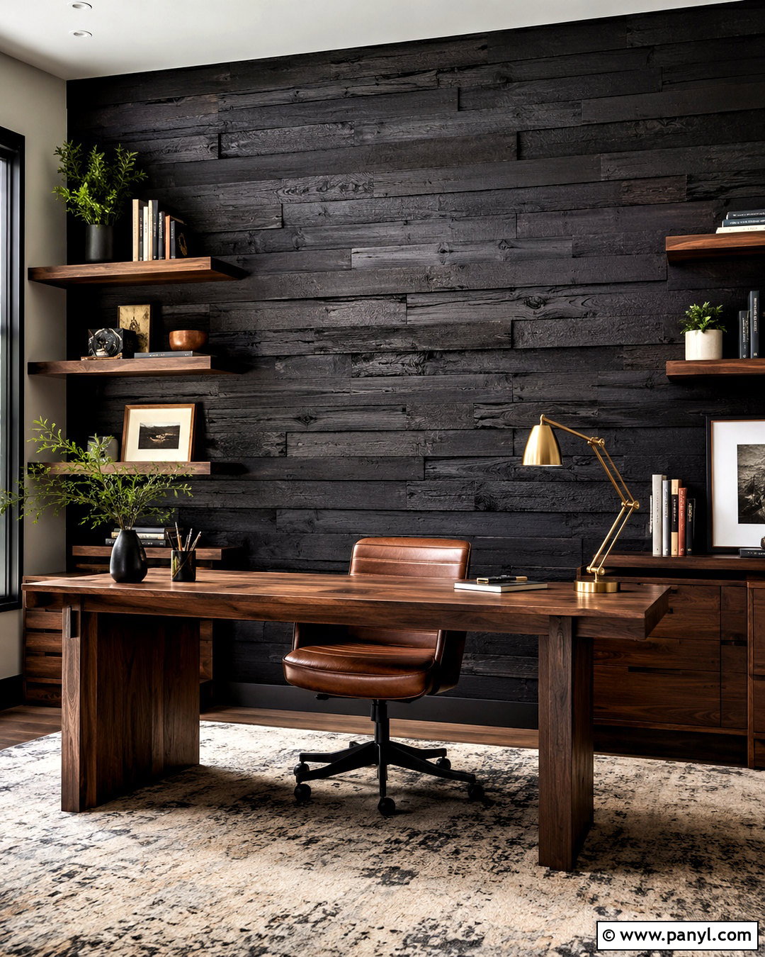 Black Reclaimed Wood Office Wall - 20 black wood wall ideas