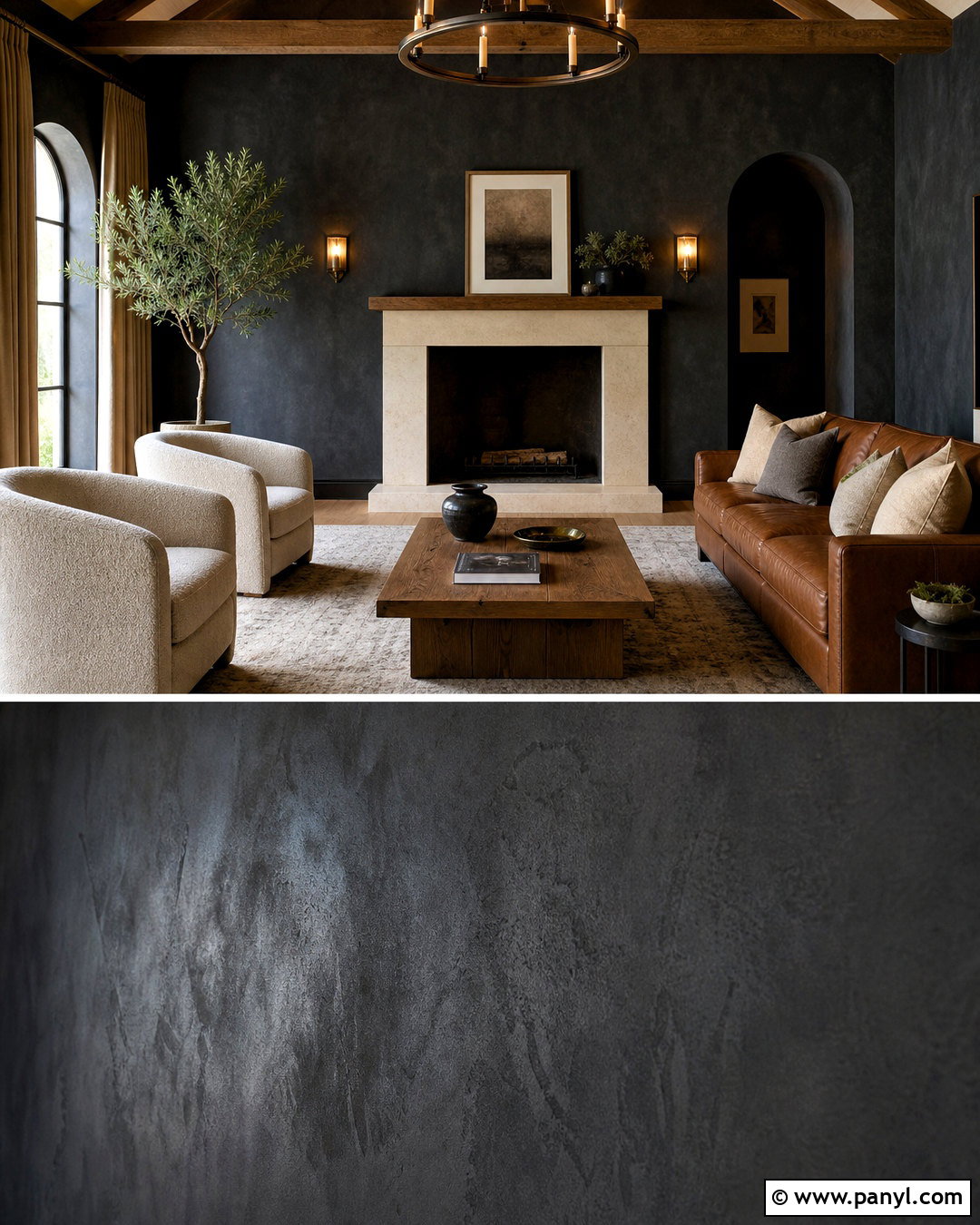 Black Roman Clay Fireplace Room - 20 roman clay walls
