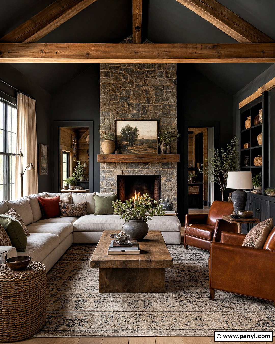 Black Rustic Family Room - 20 black room design ideas